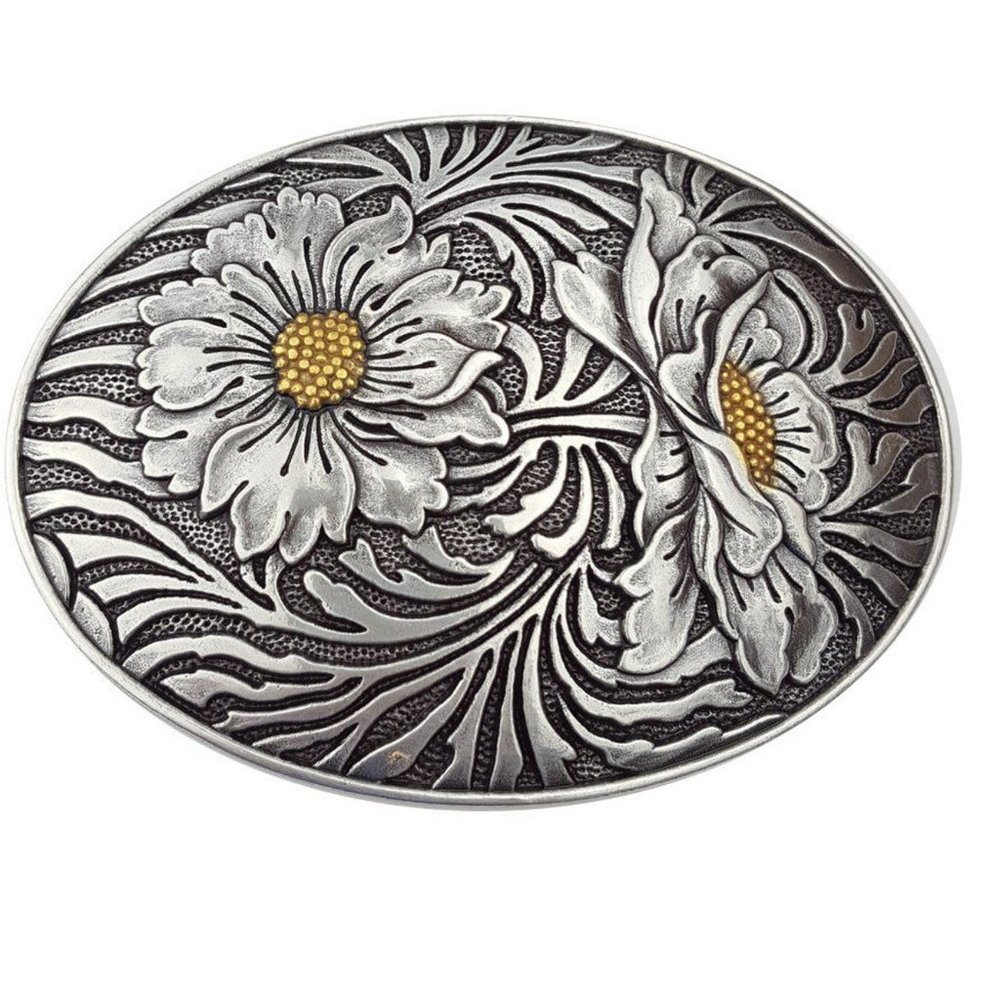 Silver Sunflower Belt Buckle Daisy Western Rose Ladies Womens
